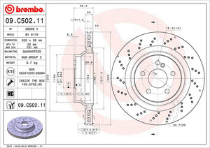 Product of Brembo 09C50211C02 Vented Cross Drilled 1 Piece Brake Rotor 