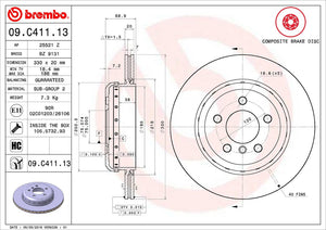 Product of Brembo 09C41113C02 Vented 1 Piece Brake Rotor 