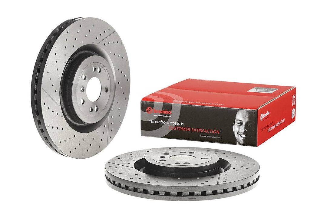 Product of Brembo 09B80511C02 Vented Cross Drilled 1 Piece Brake Rotor 