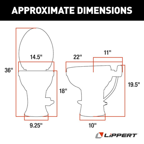 Product of Lippert Components 2022113192 Permanent Full Bowl Flush Toilet , 18 Inch 