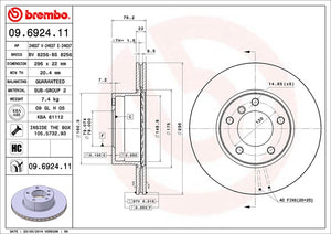 Product of Brembo 09692411C02 Vented 1 Piece Brake Rotor 