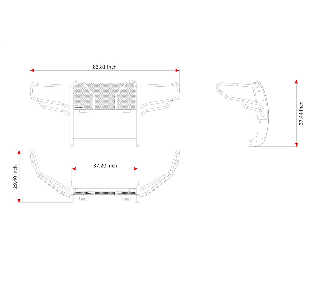Product of Black Horse Offroad RU-TOTU07-B Grille Guard Modular Black Powder Coated 