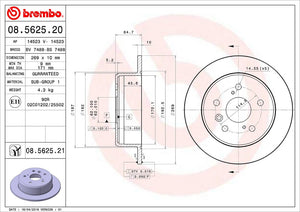 Product of Brembo 08562521C02 Solid 1 Piece Brake Rotor 