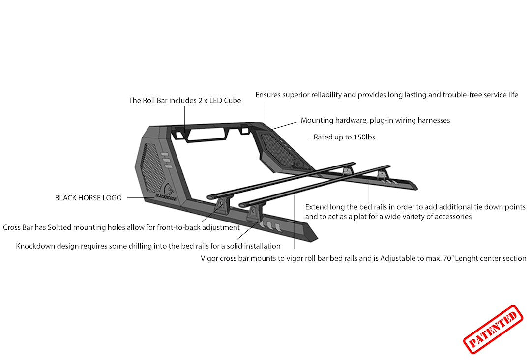 Product of Black Horse Offroad VRCB6407B  Truck Bed Bar 