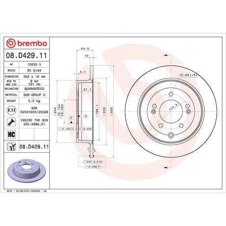 Brembo 08.D429.11 Brake Rotor||08.D429.11_Drw.Jpg||86||brm08d42911||1754863