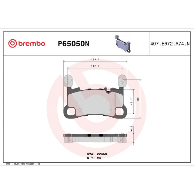 Brembo P65050n Brake Pad||p65050n_Drw.Jpg||85||brmp65050n||1684743
