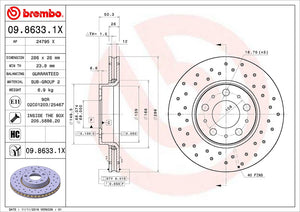 Product of Brembo 0986331XC02 Xtra Vented Cross Drilled 1 Piece Brake Rotor 