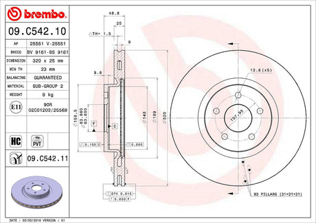 Product of Brembo 09C54211C02 Vented 1 Piece Brake Rotor 