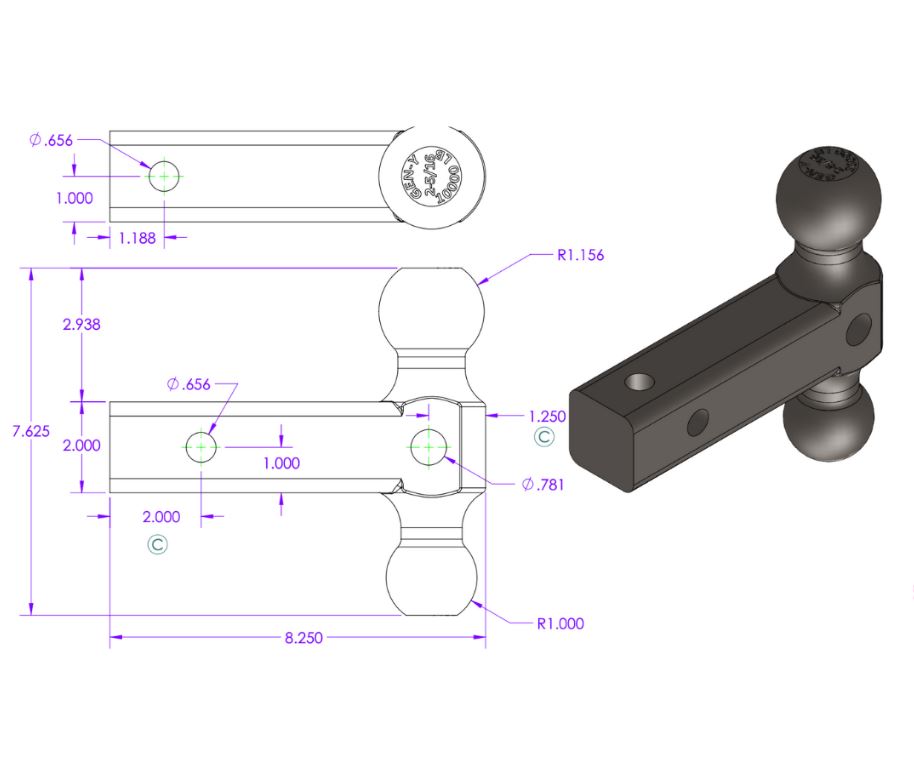 Product of Gen-Y Hitch GH-031 Receiver Trailer Hitch Ball Mount 