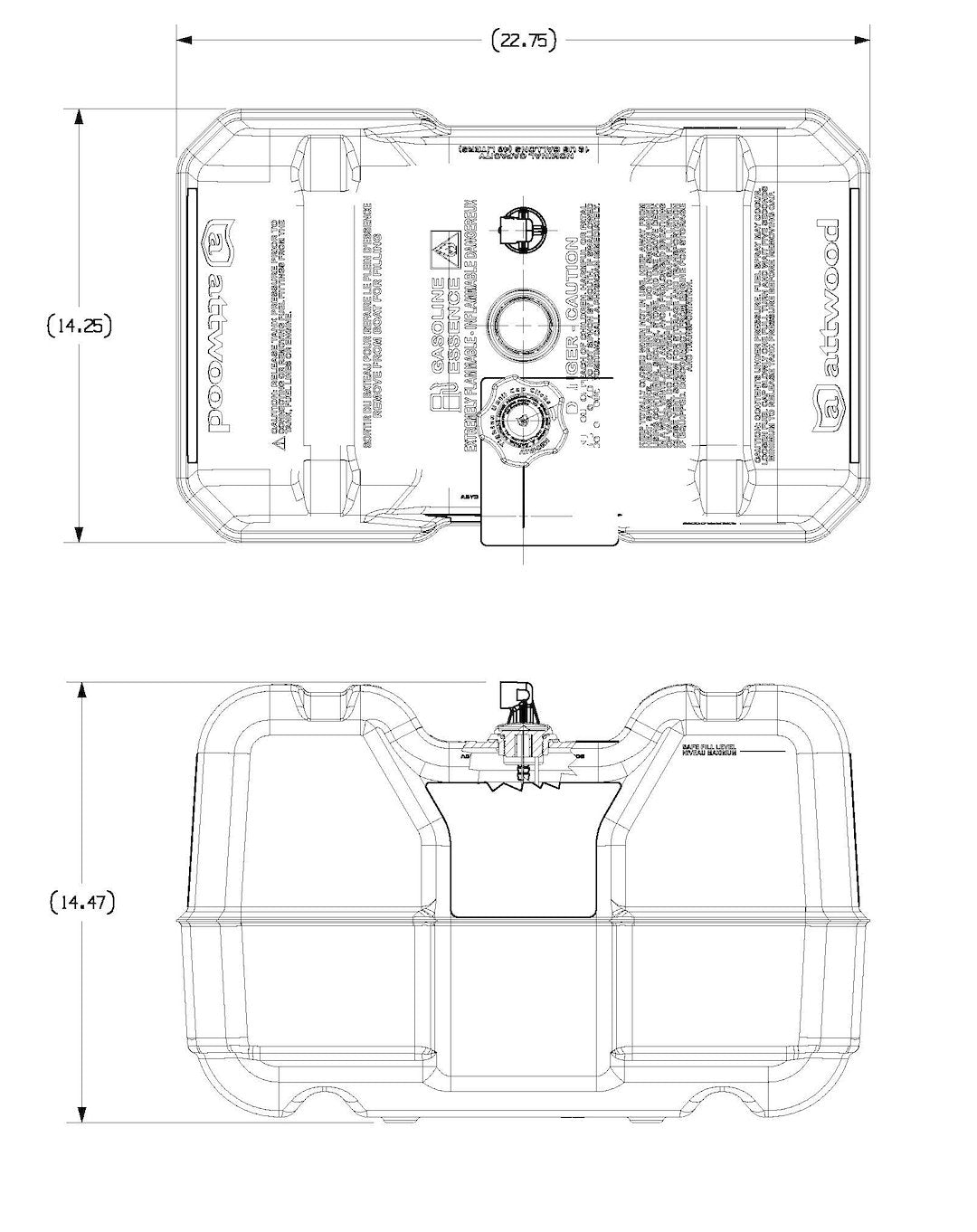 Product of Attwood Marine 8812LPG2 12 Gallon Plastic (High Density Polyethylene)/ Ethylene Vinyl Alcohol Fuel Tank 