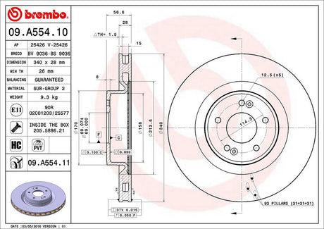 Product of Brembo 09B55411C02 Vented 1 Piece Brake Rotor 