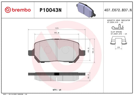 Brembo P10043n Brake Pad||p10043n_2.Jpg||86||brmp10043n||2091650