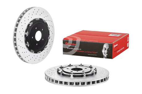 Product of Brembo 09A18713C02 Vented Cross Drilled 1 Piece Brake Rotor 