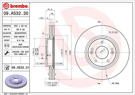 Product of Brembo 09A53231C02 Vented 1 Piece Brake Rotor 