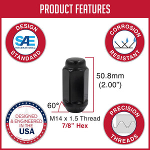 Product of Coyote Wheel Accessories 13K648BLK 60 Degree Conical 14x1.5 Lug Nut 