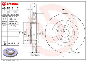 Product of Brembo 09N21211C02 Vented 1 Piece Brake Rotor 