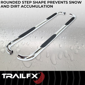 Product of TrailFX A0055S TFX Round Tube Side Steps Nerf Bar With Surface Steps 