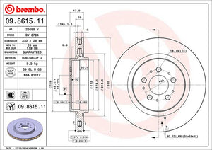 Product of Brembo 09861511C02 Vented 1 Piece Brake Rotor 