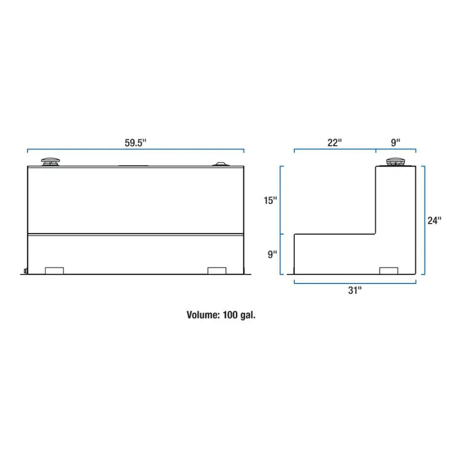 Product of UWS TT-100-L-T-P-B Diesel Liquid Transfer Tank 100 Gallon L-Shape 
