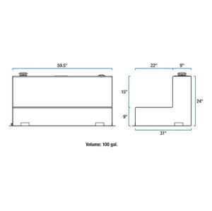 Product of UWS TT-100-L-T-P-B Diesel Liquid Transfer Tank 100 Gallon L-Shape 