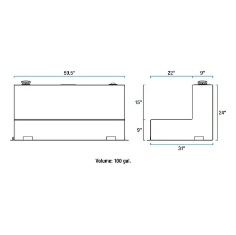 Product of UWS TT-100-L-T-P-B Diesel Liquid Transfer Tank 100 Gallon L-Shape 