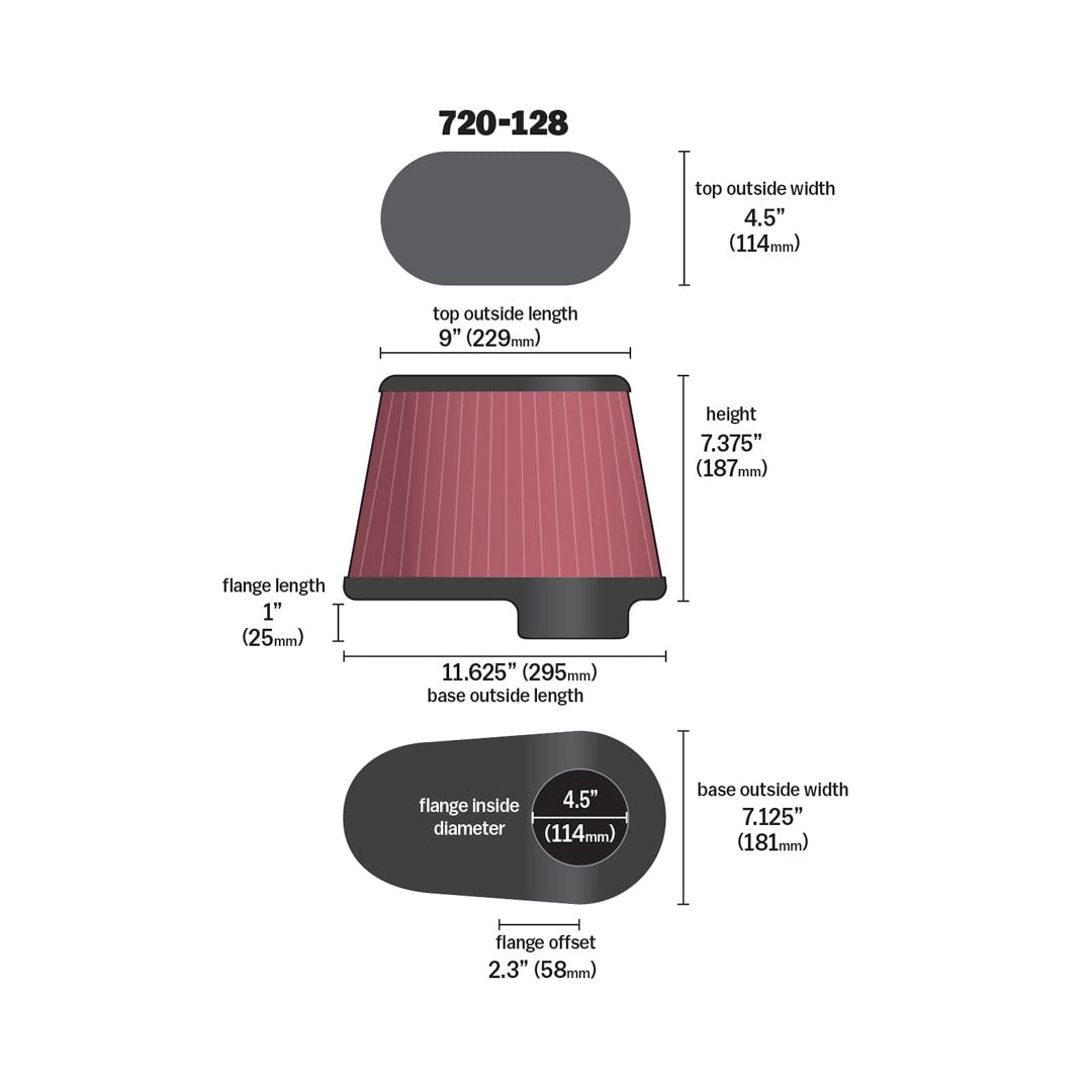 Product of Airaid 720-128 SynthaFlow Oiled Oval Tapered Washable Air Filter 