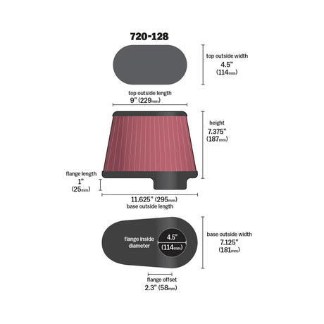 Product of Airaid 720-128 SynthaFlow Oiled Oval Tapered Washable Air Filter 