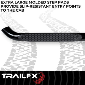 Product of TrailFX 1130304093 TFX Round Tube Side Steps Nerf Bar With Surface Steps 