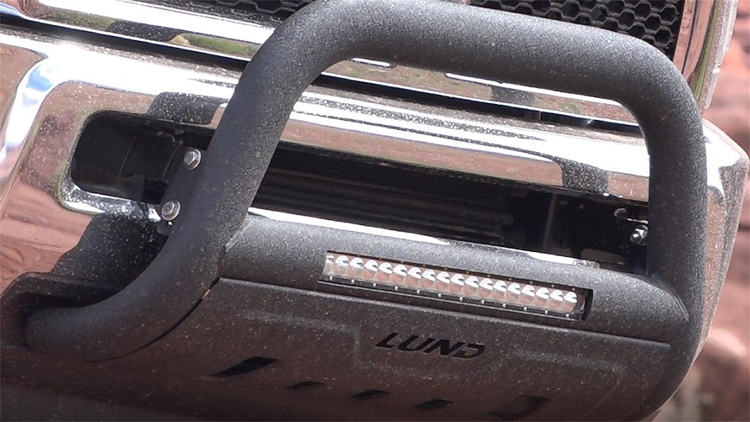 Product of Lund International 47121216 Bull Bar Black Wrinkle Powder Coated 3-1/2 Inch Yes with skid plate 
