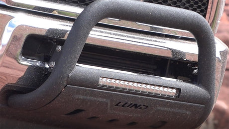Product of Lund International 47121216 Bull Bar Black Wrinkle Powder Coated 3-1/2 Inch Yes with skid plate 