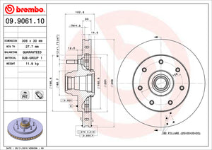 Product of Brembo 09906110C02 Vented 1 Piece Brake Rotor 