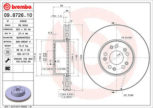 Product of Brembo 09872610C02 Vented 1 Piece Brake Rotor 