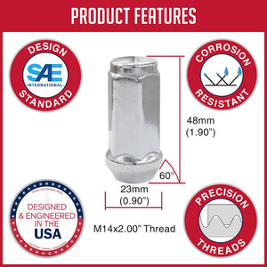 Product of Coyote Wheel Accessories 301173 60 Degree Conical Bulge 14x2.0 Lug Nut 