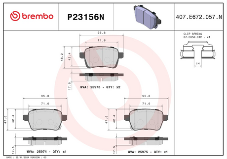 Brembo P23156n Brake Pad||p23156n_1.Png||86||brmp23156n||2104524