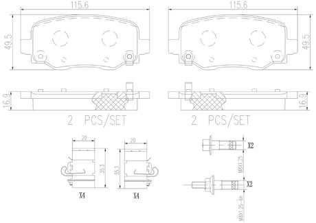 Product of Brembo P37020N Brake Pad - Set Of 4 
