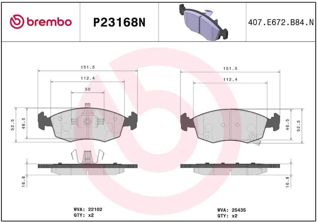 Brembo P23168n Brake Pad||p23168n_R.Jpg||86||brmp23168n||2091672