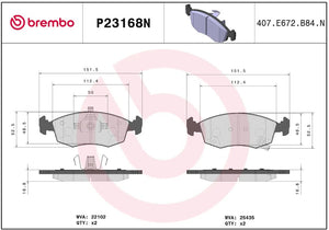 Brembo P23168n Brake Pad||p23168n_R.Jpg||86||brmp23168n||2091672