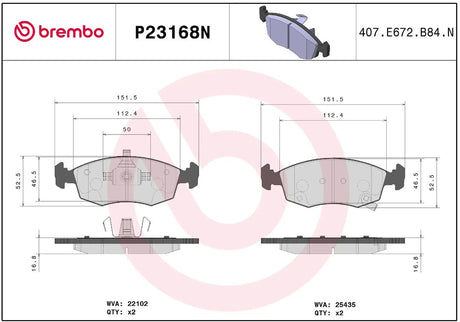 Brembo P23168n Brake Pad||p23168n_R.Jpg||86||brmp23168n||2091672
