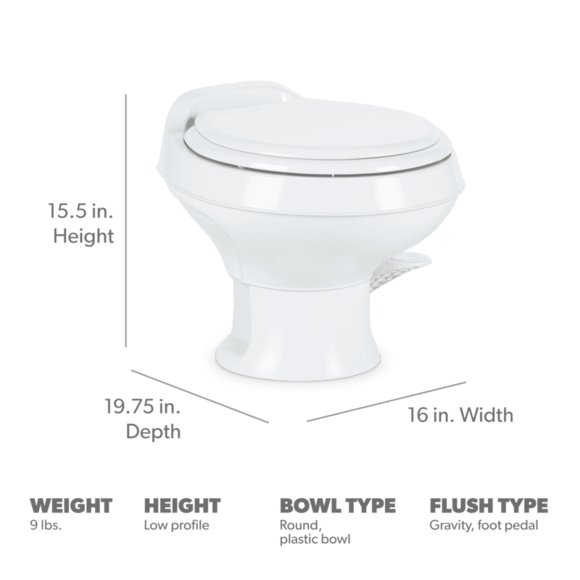 Product of Dometic 302301671 Permanent Full Bowl Flush Toilet , 14 Inch 