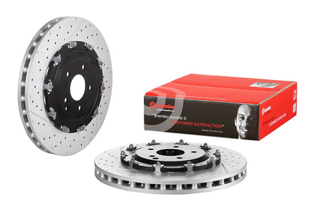 Product of Brembo 09954733C02 Vented Cross Drilled 1 Piece Brake Rotor 