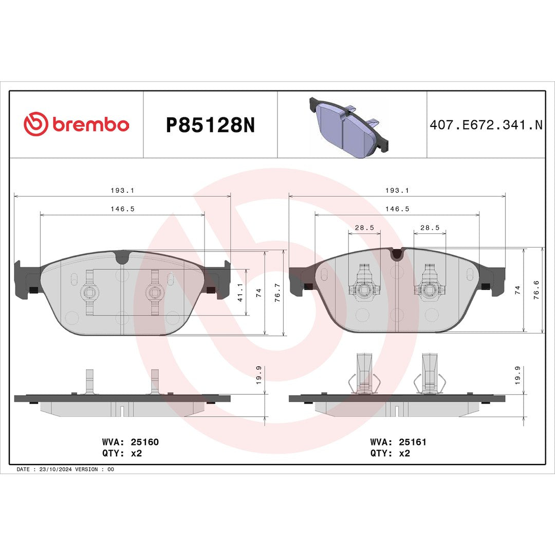 Brembo P85128n Brake Pad||p85128n_Drw.Jpg||88||brmp85128n||1754420
