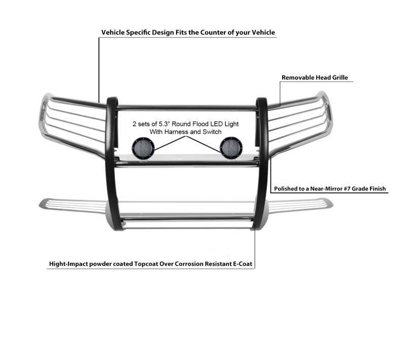 Black Horse Offroad 17a096402mss-Plfb Grille Guard||||93||blk17a096402b||2007070