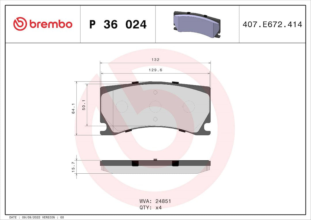 Product of Brembo P36024 Brake Pad - Set Of 4 