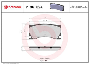 Product of Brembo P36024 Brake Pad - Set Of 4 