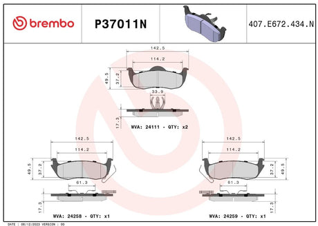 Brembo P37011n Brake Pad||p37011n_2.Jpg||86||brmp37011n||2091595