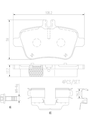 Product of Brembo P50140N Brake Pad - Set Of 4 