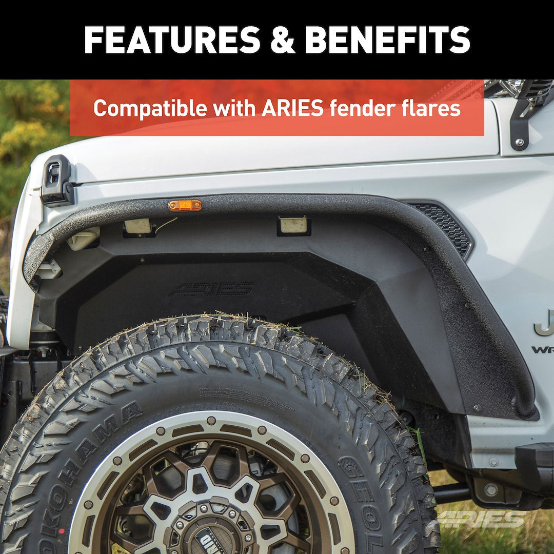 Product of Aries 1500550 Powder Coated Black Aluminum Fender Well Liner 