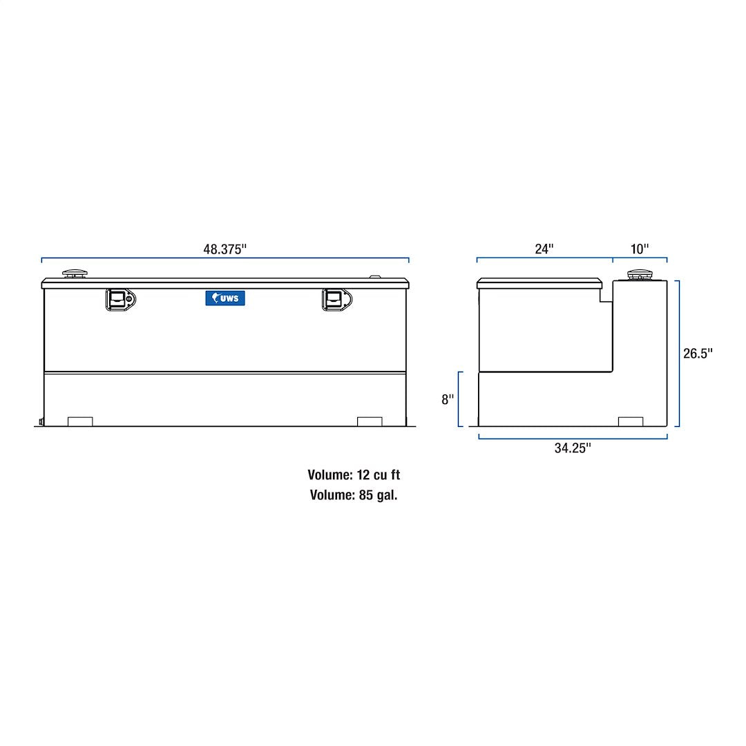 Product of UWS TT-85-COMBO-BLK Diesel Liquid Transfer Tank 85 Gallon Rectangular 