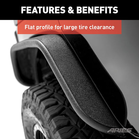 Product of Aries 2500201 Non-Exposed Fasteners Black Fender Flare - Set Of 2 