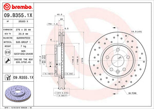 Product of Brembo 09B3551XC02 Xtra Vented Cross Drilled 1 Piece Brake Rotor 